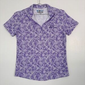 IBKUL Women Polo Shirt Size M Purple Animal Print Quarter Zip UPF 50+ Golf Top